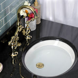 English Country Two-Handle 3-Hole Deck Mount Bridge Bathroom Faucet with Brass Pop-Up