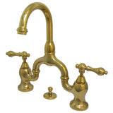 English Country Two-Handle 3-Hole Deck Mount Bridge Bathroom Faucet with Brass Pop-Up