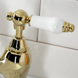 English Country Two-Handle 3-Hole Deck Mount Bridge Bathroom Faucet with Brass Pop-Up