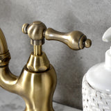 English Country Two-Handle 3-Hole Deck Mount Bridge Bathroom Faucet with Brass Pop-Up