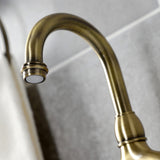 English Country Two-Handle 3-Hole Deck Mount Bridge Bathroom Faucet with Brass Pop-Up