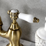 Bel-Air Two-Handle 3-Hole Deck Mount Bridge Bathroom Faucet with Brass Pop-Up