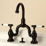 Bel-Air Two-Handle 3-Hole Deck Mount Bridge Bathroom Faucet with Brass Pop-Up