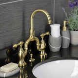 English Country Two-Handle 3-Hole Deck Mount Bridge Bathroom Faucet with Brass Pop-Up