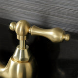 English Country Two-Handle 3-Hole Deck Mount Bridge Bathroom Faucet with Brass Pop-Up