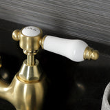 Bel-Air Two-Handle 3-Hole Deck Mount Bridge Bathroom Faucet with Brass Pop-Up