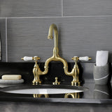 Bel-Air Two-Handle 3-Hole Deck Mount Bridge Bathroom Faucet with Brass Pop-Up