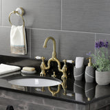 English Country Two-Handle 3-Hole Deck Mount Bridge Bathroom Faucet with Brass Pop-Up