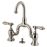 Heirloom Two-Handle 3-Hole Deck Mount Bridge Bathroom Faucet with Brass Pop-Up