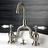 Bel-Air Two-Handle 3-Hole Deck Mount Bridge Bathroom Faucet with Brass Pop-Up