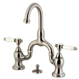 Bel-Air Two-Handle 3-Hole Deck Mount Bridge Bathroom Faucet with Brass Pop-Up