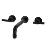 Convergent Two-Handle 3-Hole Wall Mount Roman Tub Faucet with Knurled Handle