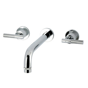 Convergent Two-Handle 3-Hole Wall Mount Roman Tub Faucet with Knurled Handle