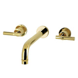 Convergent Two-Handle 3-Hole Wall Mount Roman Tub Faucet with Knurled Handle