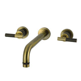 Convergent Two-Handle 3-Hole Wall Mount Roman Tub Faucet with Knurled Handle