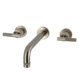 Convergent Two-Handle 3-Hole Wall Mount Roman Tub Faucet with Knurled Handle