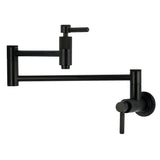 Convergent Two-Handle 1-Hole Wall Mount Pot Filler Faucet with Knurled Handle