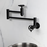 Webb Two-Handle 1-Hole Wall Mount Pot Filler with Knurled Handle