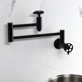 Webb Two-Handle 1-Hole Wall Mount Pot Filler with Knurled Handle