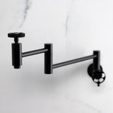 Webb Two-Handle 1-Hole Wall Mount Pot Filler with Knurled Handle