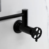 Webb Two-Handle 1-Hole Wall Mount Pot Filler with Knurled Handle