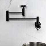 Wendell Two-Handle 1-Hole Wall Mount Pot Filler with Knurled Handle