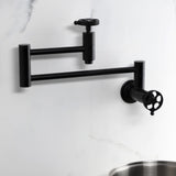 Wendell Two-Handle 1-Hole Wall Mount Pot Filler with Knurled Handle