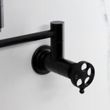 Wendell Two-Handle 1-Hole Wall Mount Pot Filler with Knurled Handle