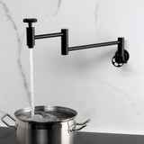 Wendell Two-Handle 1-Hole Wall Mount Pot Filler with Knurled Handle