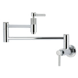 Convergent Two-Handle 1-Hole Wall Mount Pot Filler Faucet with Knurled Handle