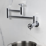 Webb Two-Handle 1-Hole Wall Mount Pot Filler with Knurled Handle