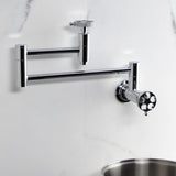 Webb Two-Handle 1-Hole Wall Mount Pot Filler with Knurled Handle