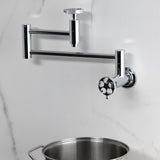 Wendell Two-Handle 1-Hole Wall Mount Pot Filler with Knurled Handle