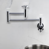 Wendell Two-Handle 1-Hole Wall Mount Pot Filler with Knurled Handle