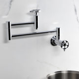 Wendell Two-Handle 1-Hole Wall Mount Pot Filler with Knurled Handle