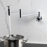 Wendell Two-Handle 1-Hole Wall Mount Pot Filler with Knurled Handle