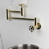 Webb Two-Handle 1-Hole Wall Mount Pot Filler with Knurled Handle