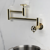 Wendell Two-Handle 1-Hole Wall Mount Pot Filler with Knurled Handle