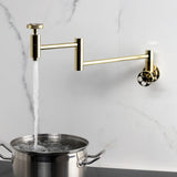 Wendell Two-Handle 1-Hole Wall Mount Pot Filler with Knurled Handle