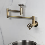 Webb Two-Handle 1-Hole Wall Mount Pot Filler with Knurled Handle