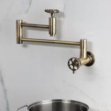 Wendell Two-Handle 1-Hole Wall Mount Pot Filler with Knurled Handle