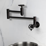 Webb Two-Handle 1-Hole Wall Mount Pot Filler with Knurled Handle