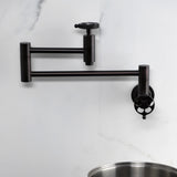 Webb Two-Handle 1-Hole Wall Mount Pot Filler with Knurled Handle