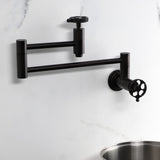 Webb Two-Handle 1-Hole Wall Mount Pot Filler with Knurled Handle