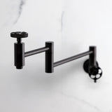 Webb Two-Handle 1-Hole Wall Mount Pot Filler with Knurled Handle