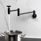 Webb Two-Handle 1-Hole Wall Mount Pot Filler with Knurled Handle