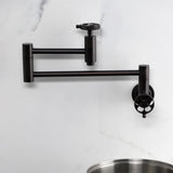 Wendell Two-Handle 1-Hole Wall Mount Pot Filler with Knurled Handle