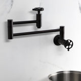 Wendell Two-Handle 1-Hole Wall Mount Pot Filler with Knurled Handle