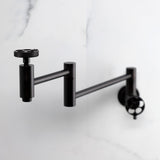 Wendell Two-Handle 1-Hole Wall Mount Pot Filler with Knurled Handle