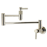 Convergent Two-Handle 1-Hole Wall Mount Pot Filler Faucet with Knurled Handle